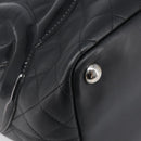CHANEL Cambon Line Matelasse Tote Bag Leather Black Silver CC Auth 201902V-11
