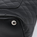 CHANEL Cambon Line Matelasse Tote Bag Leather Black Silver CC Auth 201902V-12
