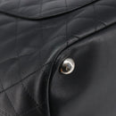 CHANEL Cambon Line Matelasse Tote Bag Leather Black Silver CC Auth 201902V-13