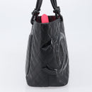 CHANEL Cambon Line Matelasse Tote Bag Leather Black Silver CC Auth 201902V-5