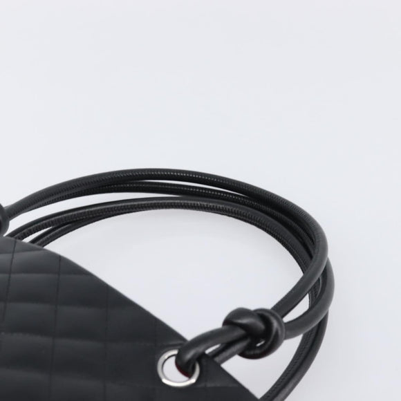 CHANEL Cambon Line Matelasse Tote Bag Leather Black Silver CC Auth 201902V