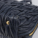 Miu Miu Matelasse Hand Bag Leather Navy Gold Auth 201903V-10