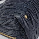 Miu Miu Matelasse Hand Bag Leather Navy Gold Auth 201903V-11