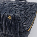 Miu Miu Matelasse Hand Bag Leather Navy Gold Auth 201903V-12
