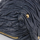 Miu Miu Matelasse Hand Bag Leather Navy Gold Auth 201903V-13