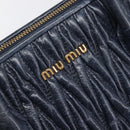 Miu Miu Matelasse Hand Bag Leather Navy Gold Auth 201903V-14
