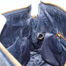 Miu Miu Matelasse Hand Bag Leather Navy Gold Auth 201903V-19