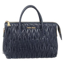 Miu Miu Matelasse Hand Bag Leather Navy Gold Auth 201903V-2