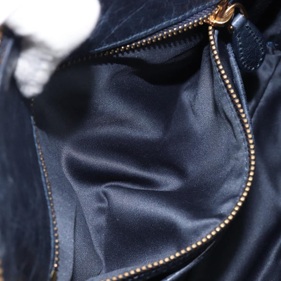 Miu Miu Matelasse Hand Bag Leather Navy Gold Auth 201903V