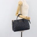 Miu Miu Matelasse Hand Bag Leather Navy Gold Auth 201903V-25