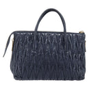Miu Miu Matelasse Hand Bag Leather Navy Gold Auth 201903V-3