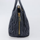 Miu Miu Matelasse Hand Bag Leather Navy Gold Auth 201903V-4