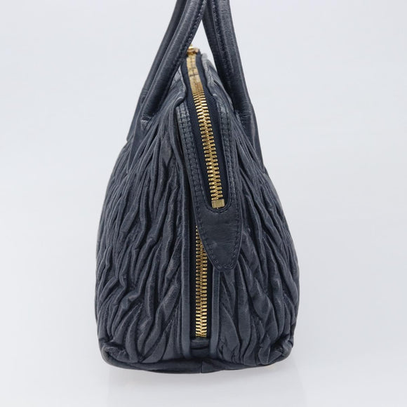 Miu Miu Matelasse Hand Bag Leather Navy Gold Auth 201903V