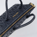Miu Miu Matelasse Hand Bag Leather Navy Gold Auth 201903V-6