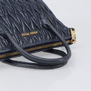 Miu Miu Matelasse Hand Bag Leather Navy Gold Auth 201903V-7