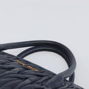 Miu Miu Matelasse Hand Bag Leather Navy Gold Auth 201903V-8