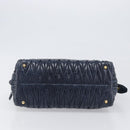 Miu Miu Matelasse Hand Bag Leather Navy Gold Auth 201903V-9