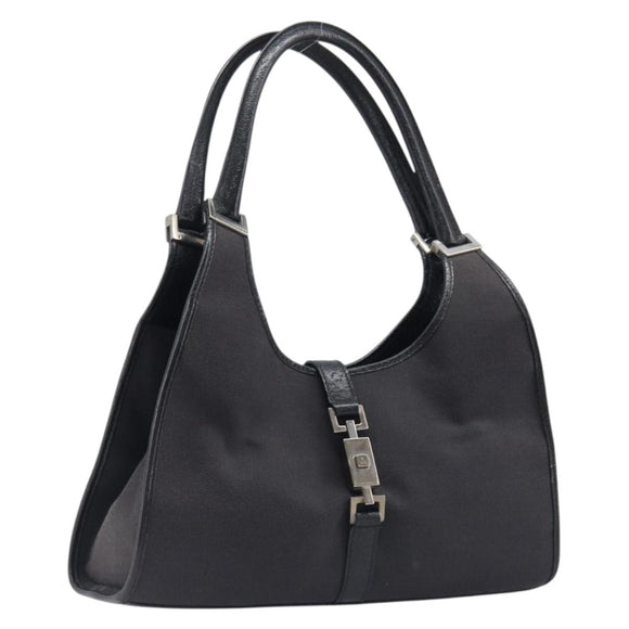 GUCCI Jackie Hand Bag Canvas Black Silver 002 1067 Auth 201904