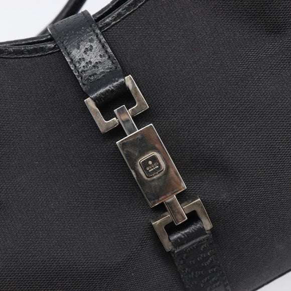GUCCI Jackie Hand Bag Canvas Black Silver 002 1067 Auth 201904