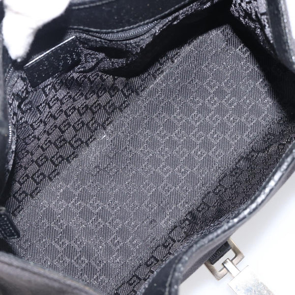GUCCI Jackie Hand Bag Canvas Black Silver 002 1067 Auth 201904