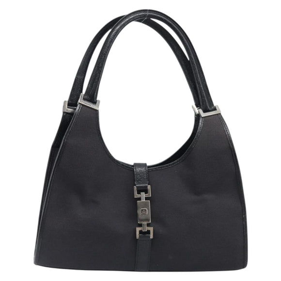 GUCCI Jackie Hand Bag Canvas Black Silver 002 1067 Auth 201904