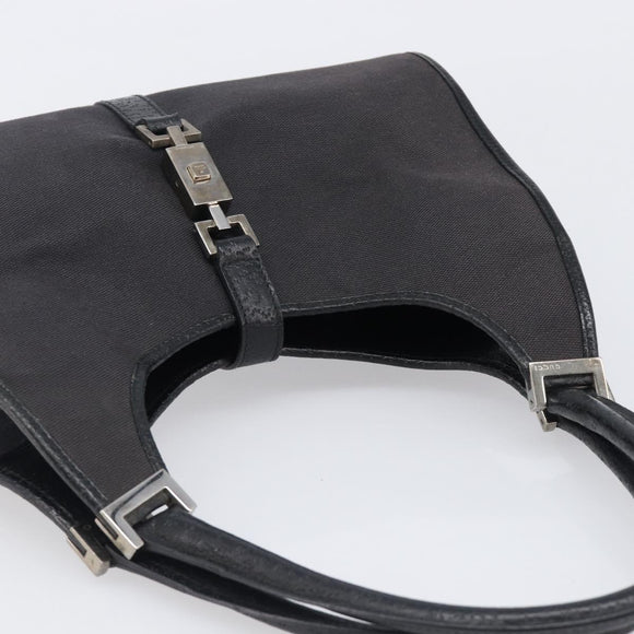 GUCCI Jackie Hand Bag Canvas Black Silver 002 1067 Auth 201904