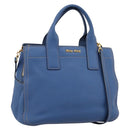 Miu Miu Hand Bag Vittero Dino Leather 2way Blue Gold Auth 201907V-1