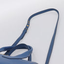 Miu Miu Hand Bag Vittero Dino Leather 2way Blue Gold Auth 201907V-14