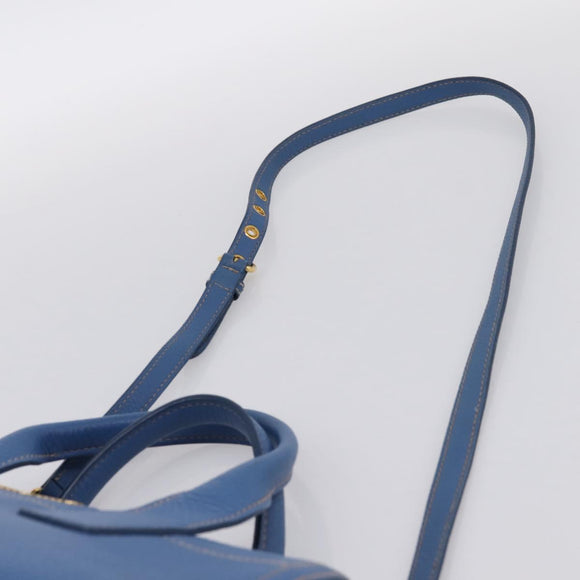 Miu Miu Hand Bag Vittero Dino Leather 2way Blue Gold Auth 201907V