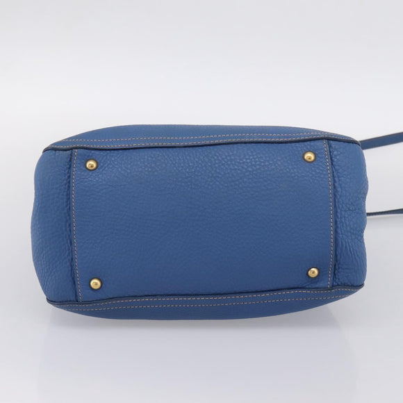 Miu Miu Hand Bag Vittero Dino Leather 2way Blue Gold Auth 201907V