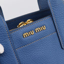 Miu Miu Hand Bag Vittero Dino Leather 2way Blue Gold Auth 201907V-19