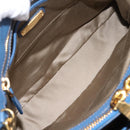 Miu Miu Hand Bag Vittero Dino Leather 2way Blue Gold Auth 201907V-11