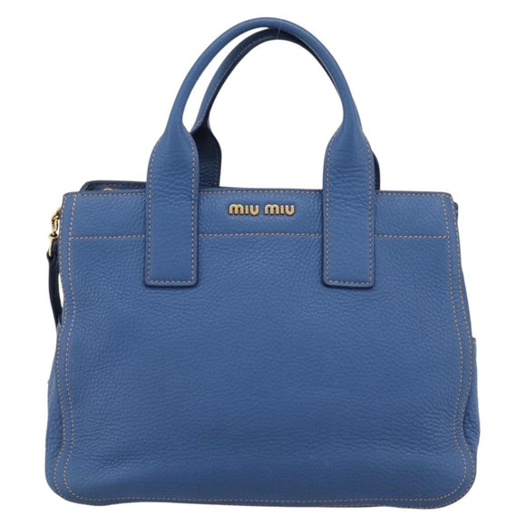 Miu Miu Hand Bag Vittero Dino Leather 2way Blue Gold Auth 201907V