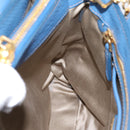 Miu Miu Hand Bag Vittero Dino Leather 2way Blue Gold Auth 201907V-22