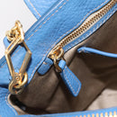 Miu Miu Hand Bag Vittero Dino Leather 2way Blue Gold Auth 201907V-24