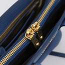Miu Miu Hand Bag Vittero Dino Leather 2way Blue Gold Auth 201907V-10