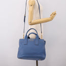 Miu Miu Hand Bag Vittero Dino Leather 2way Blue Gold Auth 201907V-28