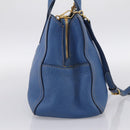 Miu Miu Hand Bag Vittero Dino Leather 2way Blue Gold Auth 201907V-3