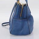 Miu Miu Hand Bag Vittero Dino Leather 2way Blue Gold Auth 201907V-4