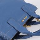 Miu Miu Hand Bag Vittero Dino Leather 2way Blue Gold Auth 201907V-6