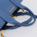 Miu Miu Hand Bag Vittero Dino Leather 2way Blue Gold Auth 201907V-7