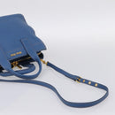 Miu Miu Hand Bag Vittero Dino Leather 2way Blue Gold Auth 201907V-9