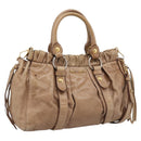 Miu Miu Hand Bag Vitellolux 2way Brown Gold Auth 201908-1