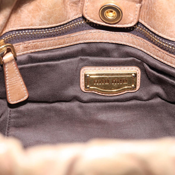 Miu Miu Hand Bag Vitellolux 2way Brown Gold Auth 201908