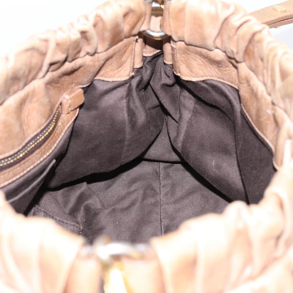 Miu Miu Hand Bag Vitellolux 2way Brown Gold Auth 201908
