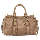 Miu Miu Hand Bag Vitellolux 2way Brown Gold Auth 201908-13