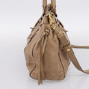 Miu Miu Hand Bag Vitellolux 2way Brown Gold Auth 201908-3