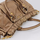 Miu Miu Hand Bag Vitellolux 2way Brown Gold Auth 201908-6