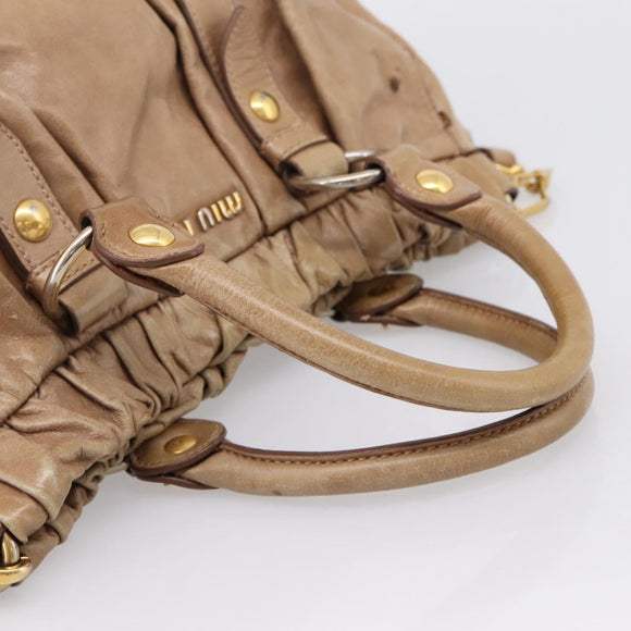 Miu Miu Hand Bag Vitellolux 2way Brown Gold Auth 201908