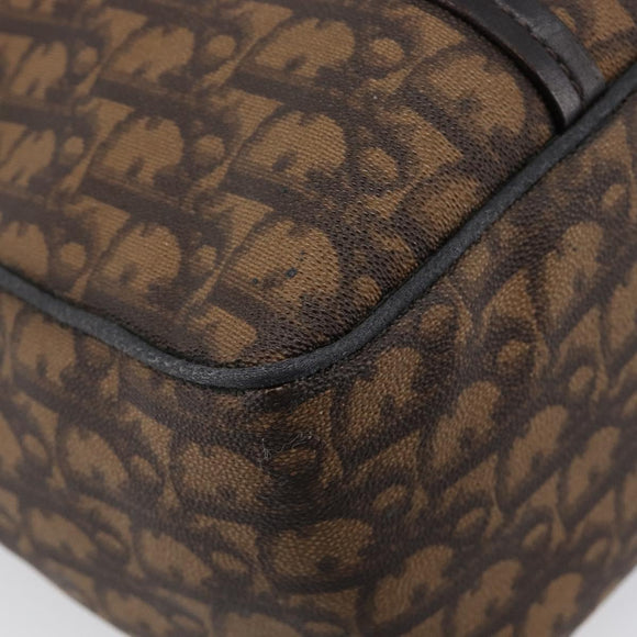 Christian Dior Trotter Canvas Chain Bag PVC Romantic Brown Silver Auth 201909V